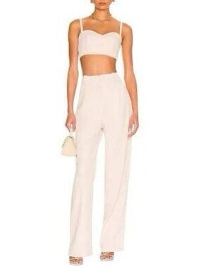 Revolve x LPA Baldwin Linen Pant Wide Leg High Waist Beige XS MSRP $228 NWT